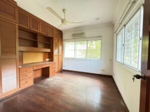 Elegant corner lot bungalow for rent in Bukit Tunku, Kuala Lumpur, featuring a spacious garden, modern interiors, and a bath tub for added comfort.