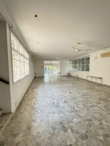 Elegant bungalow for rent in Bukit Tunku, Kuala Lumpur, featuring a private swimming pool, modern interiors, and lush green surroundings.