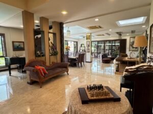 Luxurious 3-storey bungalow for sale in Bangsar. 15,000 sq.ft. built-up, 12,000 sq.ft. land, 7+2 rooms, 10 bathrooms, private swimming pool, parking for 10-12 cars. RM 16 million.