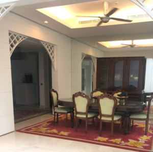 Spacious semi-D house for sale at Tijani 2 South, Bukit Tunku. 4 bedrooms, 6 bathrooms, and 2 maid rooms. Featuring modern interiors, elevator, air conditioning, kitchen cabinets, and garden. Ideal for families in a prestigious location. Priced at RM 4,700,000.
