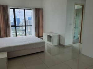 Spacious fully furnished condominium at Setia Sky Residences featuring 1,800 sq.ft. living space with 3 bedrooms, stunning KLCC views, comprehensive facilities and convenient MRT access
