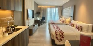 Fully furnished freehold studio unit at Ramada Suites Bukit Bintang featuring 453 sq.ft. of modern living space in the heart of Kuala Lumpur's premium shopping district