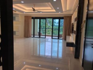 Luxurious fully furnished condominium in Bukit Tunku featuring 4 bedrooms, high ceilings, imported marble finishes, and balcony views of greenery and pool in exclusive Kenny Hills neighborhood
