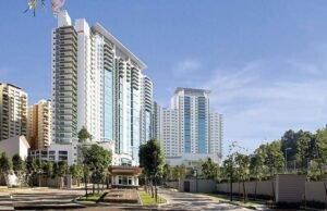 Modern fully furnished one-bedroom condominium in Mutiara Damansara featuring spacious living area, private balcony, and access to swimming pool and tennis courts near popular shopping destinations