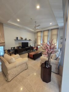 Spacious 5,000 sq.ft. 3-storey semi-detached home in Bukit Tunku, with 4+1 bedrooms, tastefully renovated, and gated security in a prestigious Kuala Lumpur location.
