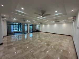 Renovated freehold penthouse in Bukit Tunku featuring huge lanai balcony with pool & greenery views, 4,300 sq.ft., 4+1 bedrooms, modern finishes.