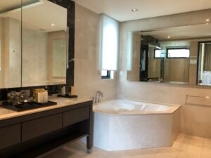 Luxurious fully furnished condominium in KLCC featuring direct Petronas Twin Towers view, private lift entrance, grand piano & chandelier, 3,703 sq.ft.