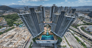 Fully furnished condominium at Datum Jelatek Residence with pool view and KLCC skyline, 1,300 sq.ft., 2 bedrooms, modern facilities and direct LRT access.