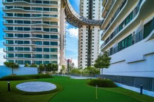 Fully furnished condominium at Datum Jelatek Residence with pool view and KLCC skyline, 1,300 sq.ft., 2 bedrooms, modern facilities and direct LRT access.