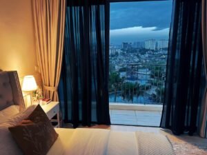 Fully furnished condominium at Datum Jelatek Residence with pool view and KLCC skyline, 1,300 sq.ft., 2 bedrooms, modern facilities and direct LRT access.